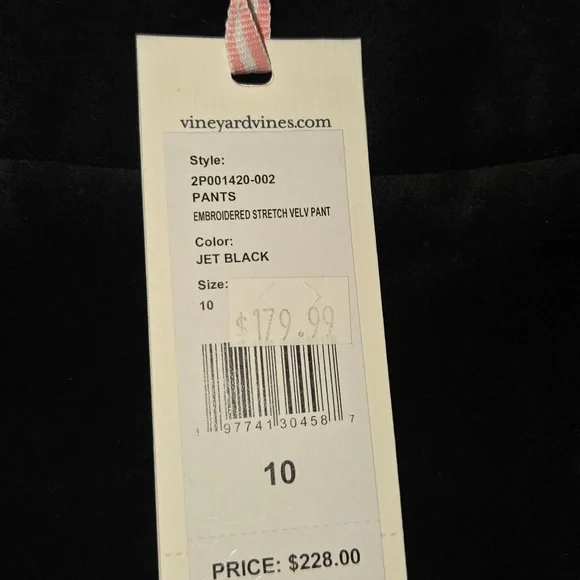 Vineyard Vines NWTs Embroidered Velvet Lobster Champagne Pants W 17" Inseam 27" - Picture 2 of 2
